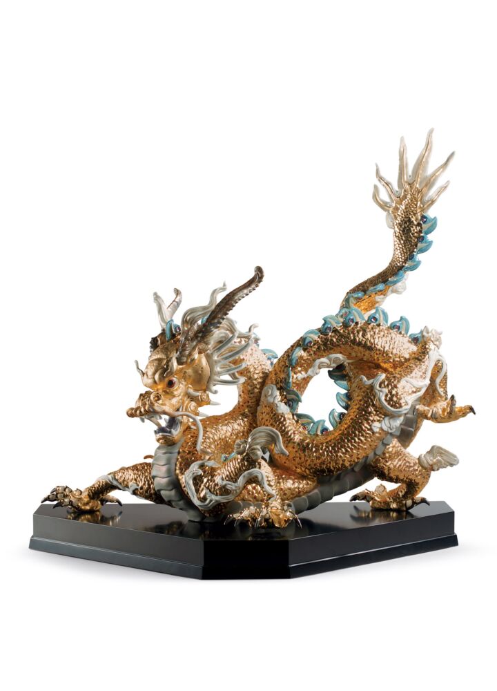 Escultura Gran Dragón. Lustre oro. Serie limitada en Lladró