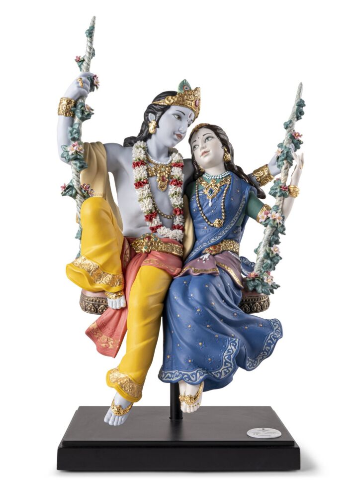 Radha Krishna on a Swing Sculpture. Limited Edition in Lladr&oacute;