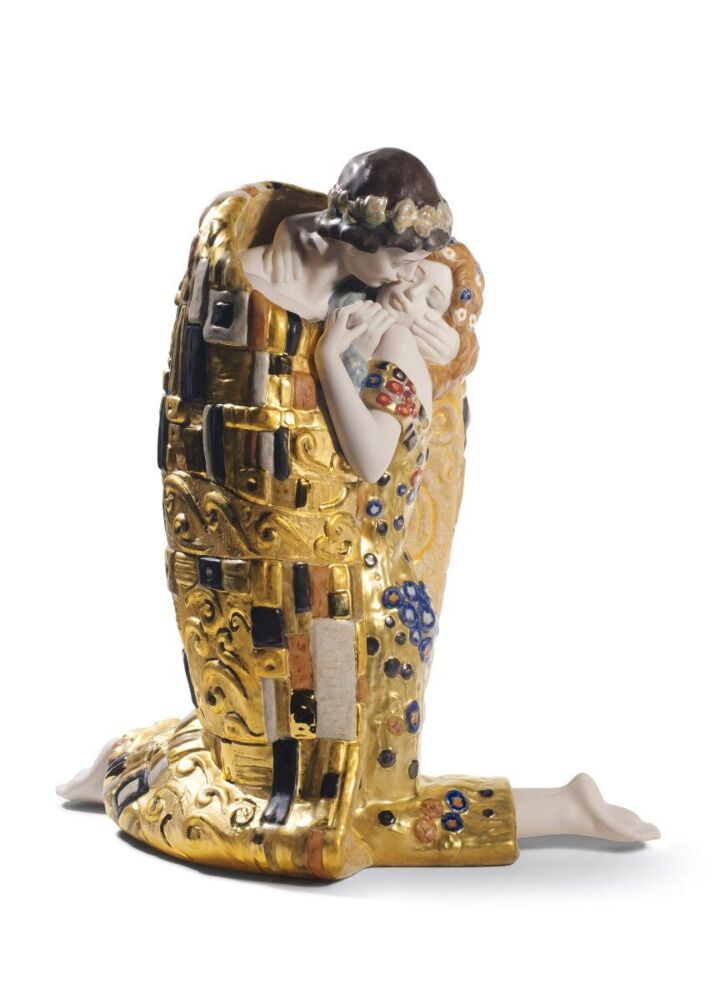 Scultura Coppia Il bacio di Klimt. Lustro oro in Lladró