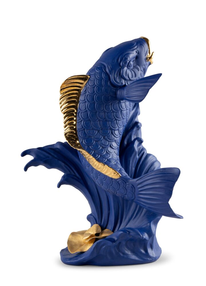 Scultura Carpa Koi. Blu-oro. Serie Limitata in Lladró