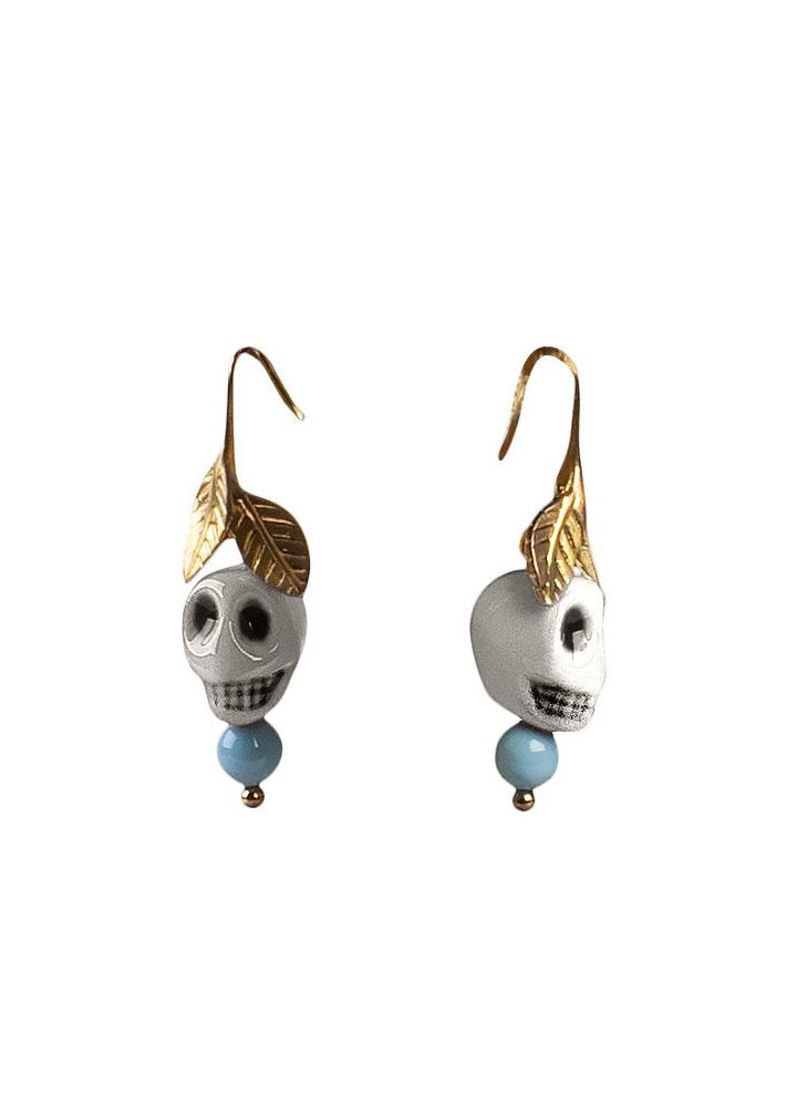 Pendientes calavera Frida Kahlo. Blanco en Lladró