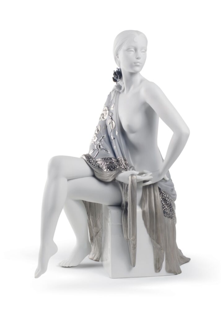 Figura mujer Desnudo con mantón. Lustre plata en Lladró