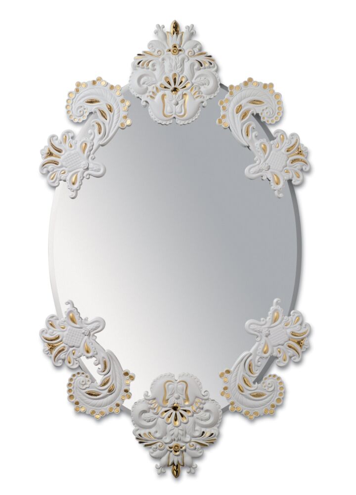 Oval Wall Mirror without Frame. Golden Lustre. Limited Edition in Lladró