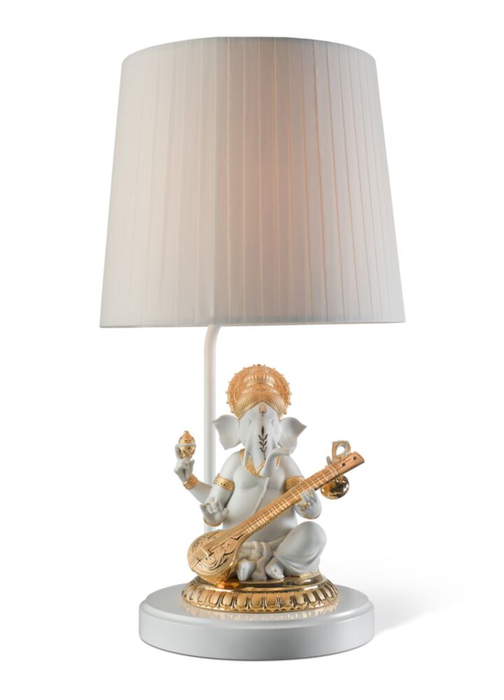 Veena Ganesha Table Lamp. Golden Luster (CE) in Lladró