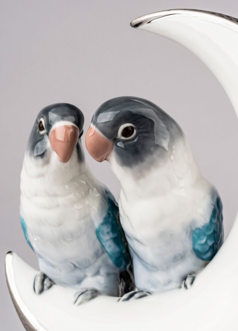 Fly Me to The Moon Birds Figurine. Silver Lustre, 1 of 6