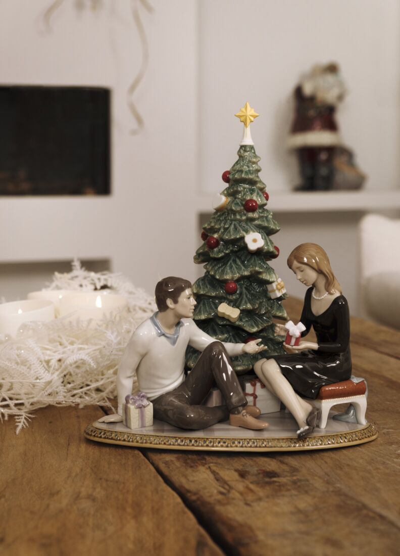 Romantic couple with porcelain Christmas tree. Limited Edition, 1 of 3