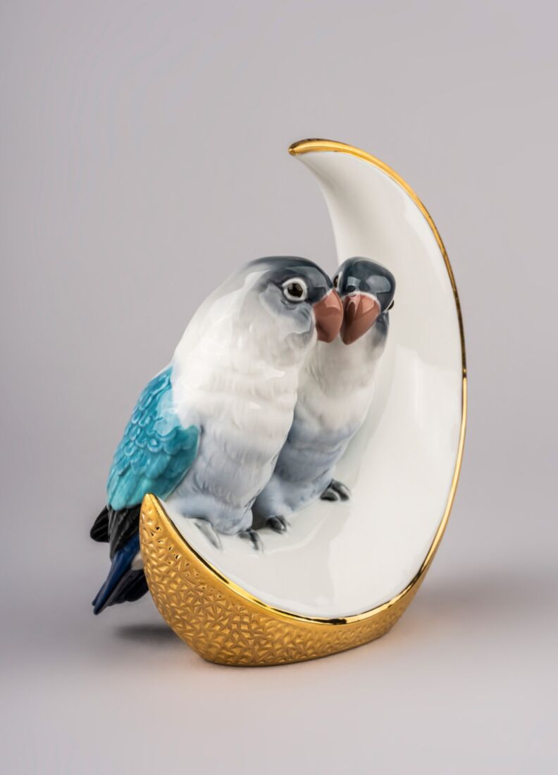 Fly Me to The Moon Birds Figurine. Golden Lustre, 1 of 6