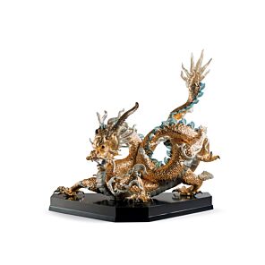 Escultura Gran Dragón. Lustre oro. Serie limitada en Lladró