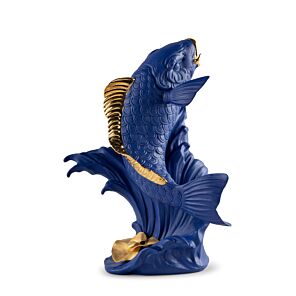Scultura Carpa Koi. Blu-oro. Serie Limitata in Lladró