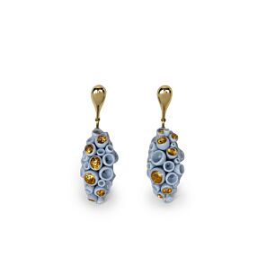 Pendientes largos coral reef. Azul y lustre oro en Lladró
