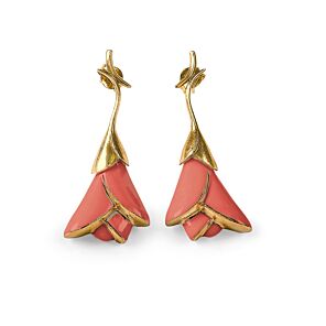 Heliconia - ショートピアス(Coral) in Lladró